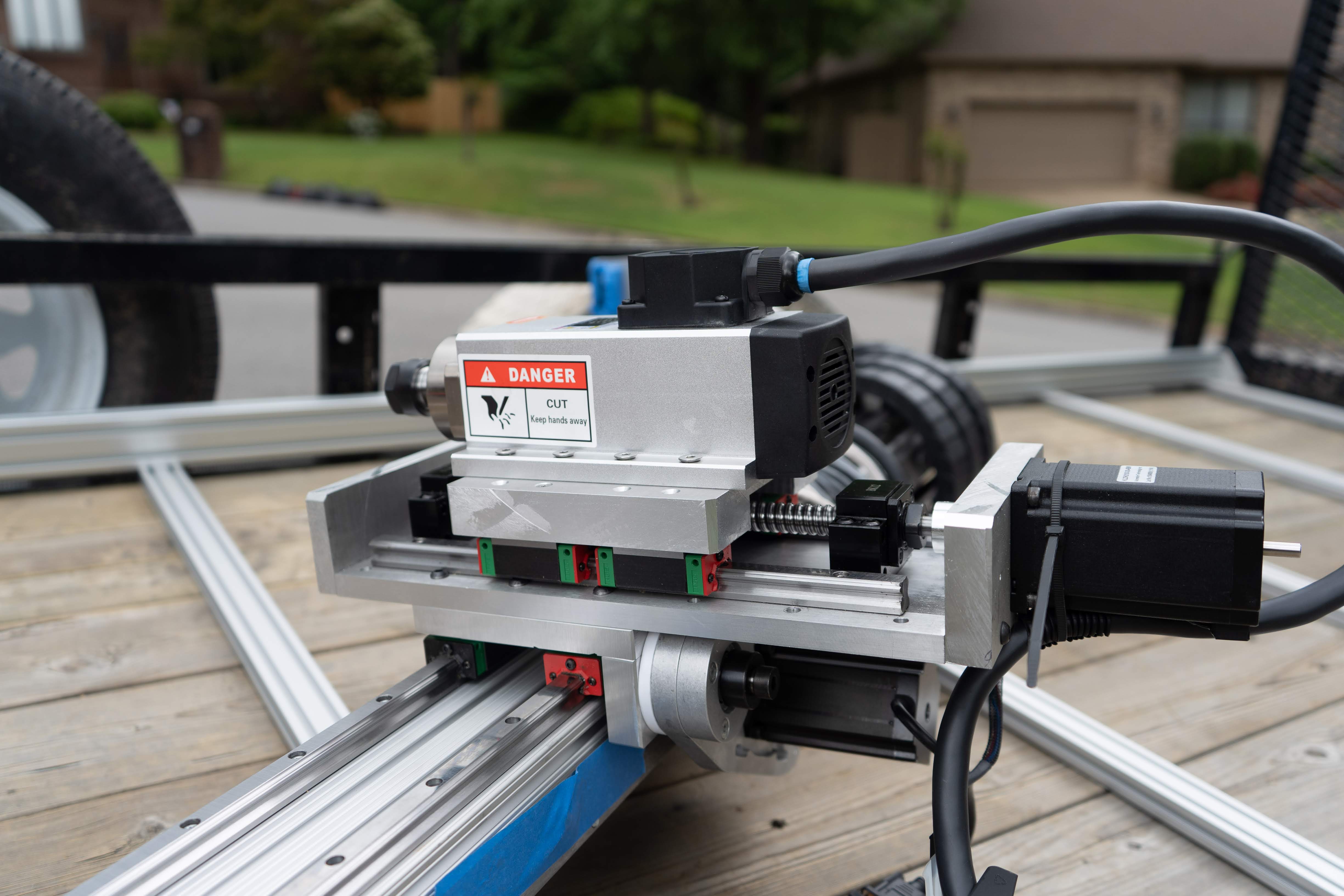 Gantry components staged in the truck before unloading