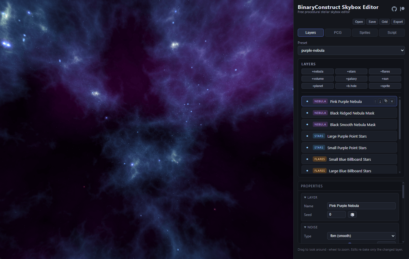 procedural stellar skybox editor