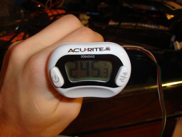Thermistor readout holding the heater at 245°F during curing